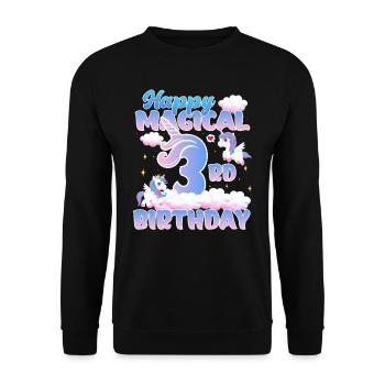 Joyeux 3ème anniversaire magique Licorne Poney - Sweat-shirt Unisexe - noir - Devant - Alina (178cm) & Michal (187cm)