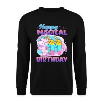 Alles Gute Zum 11. Geburtstag Einhorn Pony - Unisex Pullover - Schwarz - Vorne - Alina (178cm) & Michal (187cm)