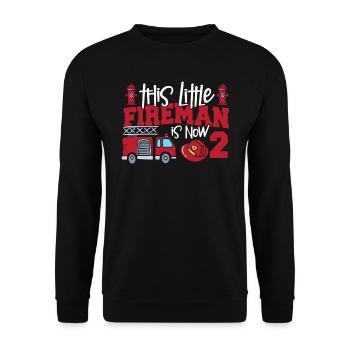 This little firefighter is now 2, - Unisex Sweatshirt - black - Front - Alina (178cm) & Michal (187cm)