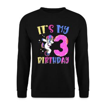 Es Ist Mein 3 Geburtstag Dabbing Unicorn Pony 3. - Unisex Pullover - Schwarz - Vorne - Alina (178cm) & Michal (187cm)
