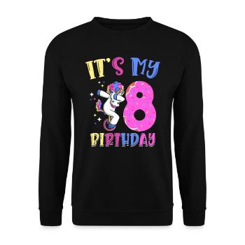 Es Ist Mein 8 Geburtstag Tupfende Einhorn Pony 8. - Unisex Pullover - Schwarz - Vorne - Alina (178cm) & Michal (187cm)