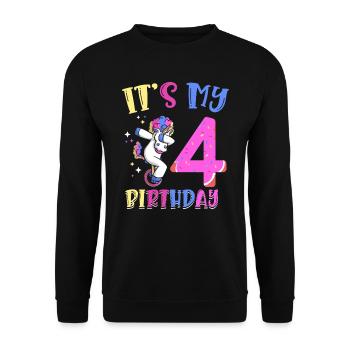 Es Ist Mein 4 Geburtstag Tupfende Einhorn Pony 4. - Unisex Pullover - Schwarz - Vorne - Alina (178cm) & Michal (187cm)