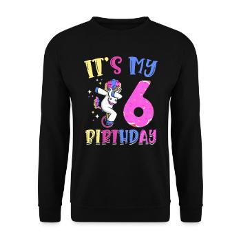 Es Ist Mein 6 Geburtstag Tupfende Einhorn Pony 6. - Unisex Pullover - Schwarz - Vorne - Alina (178cm) & Michal (187cm)