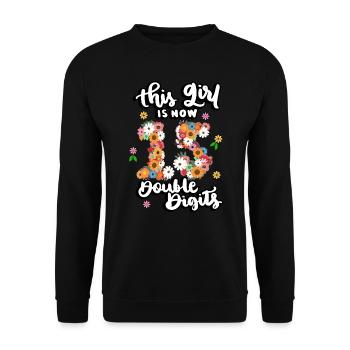 Dieses Mädchen Ist Jetzt 15 Double Digits Floral - Unisex Pullover - Schwarz - Vorne - Alina (178cm) & Michal (187cm)