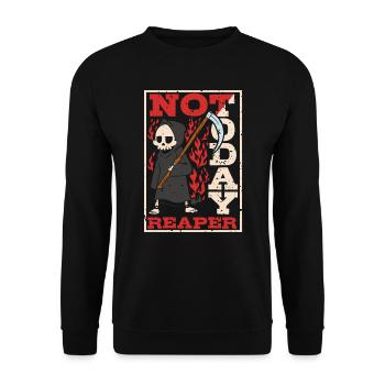 Nicht Heute Sensenmann Gespenstischer Halloween - Unisex Pullover - Schwarz - Vorne - Alina (178cm) & Michal (187cm)