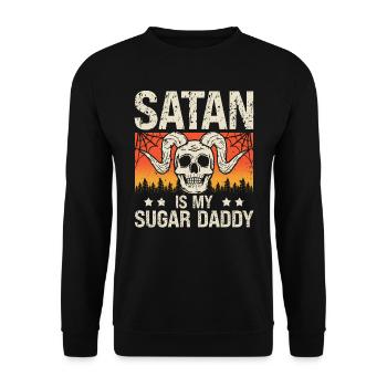 Satan est mon sugar daddy Spooky Halloween Vacances - Sweat-shirt Unisexe - noir - Devant - Alina (178cm) & Michal (187cm)