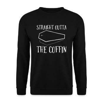 Straight Outta The Coffin Spooky Halloween Urlaub - Unisex Pullover - Schwarz - Vorne - Alina (178cm) & Michal (187cm)