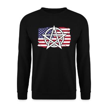 Drapeau américain Sorcellerie Wizardry Pentagram - Sweat-shirt Unisexe - noir - Devant - Alina (178cm) & Michal (187cm)