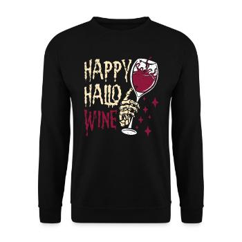 Happy Hello Wine Spooky Alcoholic - Unisex Sweatshirt - black - Front - Alina (178cm) & Michal (187cm)
