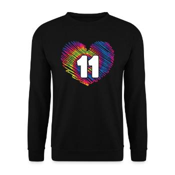11th Birthday Heart Tie Dye | Tie Dye Themed - Unisex Sweatshirt - black - Front - Alina (178cm) & Michal (187cm)