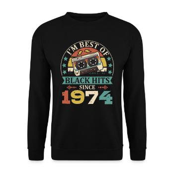 I'm Best Of Black Hits Seit 1974 Kassette - Unisex Pullover - Schwarz - Vorne - Alina (178cm) & Michal (187cm)