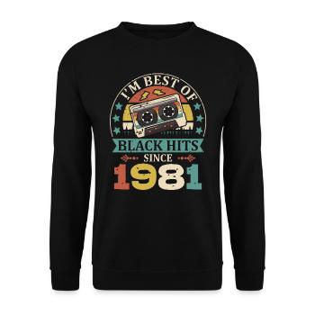 I’m Best Of Black Hits depuis 1981 Cassette - Sweat-shirt Unisexe - noir - Devant - Alina (178cm) & Michal (187cm)