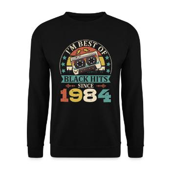 I’m Best Of Black Hits Cassette depuis 1984 - Sweat-shirt Unisexe - noir - Devant - Alina (178cm) & Michal (187cm)