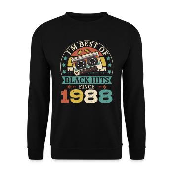 I'm Best Of Black Hits Seit 1988 Kassette - Unisex Pullover - Schwarz - Vorne - Alina (178cm) & Michal (187cm)
