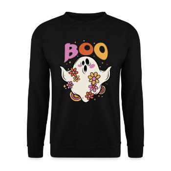 Boo Spooky Floral Flower-lover Ghost Halloween - Unisex Sweatshirt - black - Front - Alina (178cm) & Michal (187cm)