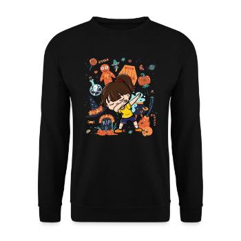 Funny Dabbing Girl Kid Spooky Dekorationen - Unisex Pullover - Schwarz - Vorne - Alina (178cm) & Michal (187cm)