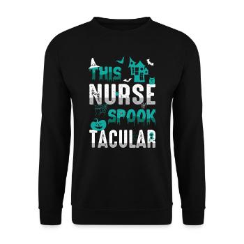 Diese Krankenschwester Spook Tacular Spooky - Unisex Pullover - Schwarz - Vorne - Alina (178cm) & Michal (187cm)