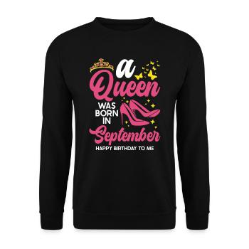 Une reine est née en septembre Tout - Sweat-shirt Unisexe - noir - Devant - Alina (178cm) & Michal (187cm)