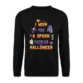 Ich Wünsche Ihnen Ein Gespenstisches Halloweenfest - Unisex Pullover - Schwarz - Vorne - Alina (178cm) & Michal (187cm)