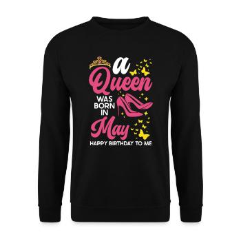 A queen was born in May All the best to - Unisex Sweatshirt - black - Front - Alina (178cm) & Michal (187cm)