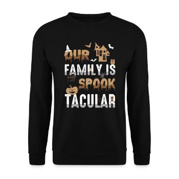 Unsere Familie Ist Spook Tacular Spooky Halloween - Unisex Pullover - Schwarz - Vorne - Alina (178cm) & Michal (187cm)