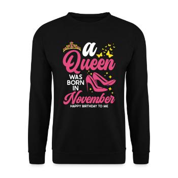 A queen was born in November all the best - Unisex Sweatshirt - black - Front - Alina (178cm) & Michal (187cm)