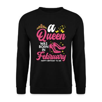 Une reine est née en février tout le meilleur - Sweat-shirt Unisexe - noir - Devant - Alina (178cm) & Michal (187cm)