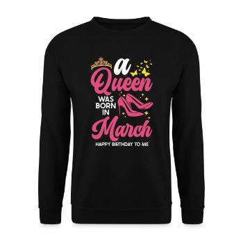 Une reine est née en mars tout le meilleur pour - Sweat-shirt Unisexe - noir - Devant - Alina (178cm) & Michal (187cm)