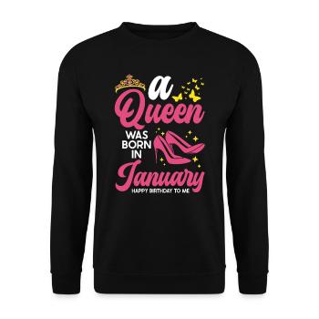 Une reine est née en janvier Tous les meilleurs - Sweat-shirt Unisexe - noir - Devant - Alina (178cm) & Michal (187cm)