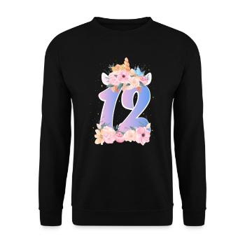 12 Couronne de licorne Mignon Bouquet de Fleurs 12. - Sweat-shirt Unisexe - noir - Devant - Alina (178cm) & Michal (187cm)