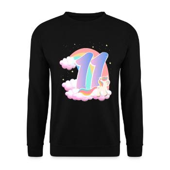 11 Unicorn Rainbow Clouds Little Pony 11. - Unisex Sweatshirt - black - Front - Alina (178cm) & Michal (187cm)