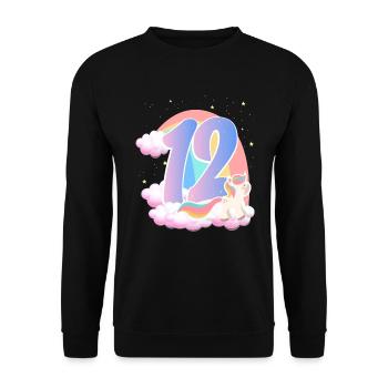 12 Unicorn Rainbow Clouds Little Pony 12. - Unisex Sweatshirt - black - Front - Alina (178cm) & Michal (187cm)