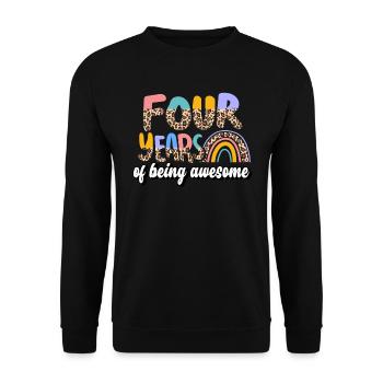 Quatre ans Génial Animal Skin Pattern Anniversaire - Sweat-shirt Unisexe - noir - Devant - Alina (178cm) & Michal (187cm)