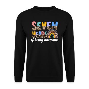 Sept ans d’être un motif de peau d’animal génial - Sweat-shirt Unisexe - noir - Devant - Alina (178cm) & Michal (187cm)