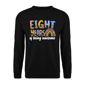 Huit ans Génial Animal Skin Pattern Anniversaire - Sweat-shirt Unisexe - noir - Devant - Alina (178cm) & Michal (187cm)