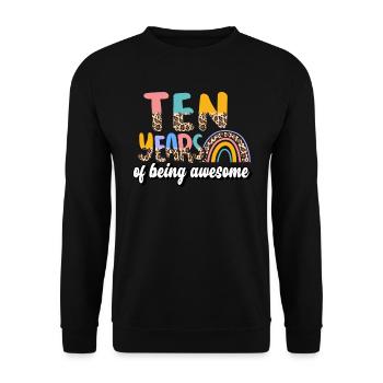 Dix ans Génial Animal Skin Pattern Anniversaire - Sweat-shirt Unisexe - noir - Devant - Alina (178cm) & Michal (187cm)