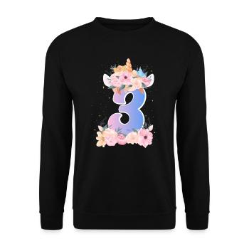 3 Einhorn Krone Niedlicher Blumenstrauß 3. - Unisex Pullover - Schwarz - Vorne - Alina (178cm) & Michal (187cm)