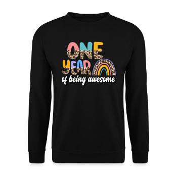 A Year of Being Awesome Animal Skin Pattern - Unisex Sweatshirt - black - Front - Alina (178cm) & Michal (187cm)
