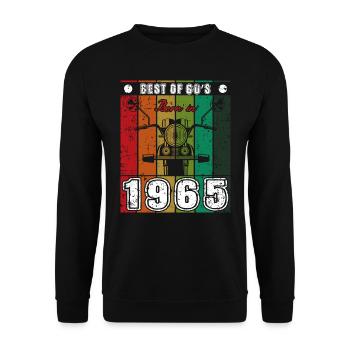 Best Of 60's Geboren 1965 Klassisches Motorrad - Unisex Pullover - Schwarz - Vorne - Alina (178cm) & Michal (187cm)