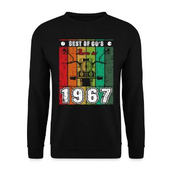 Best Of 60's Geboren 1967 Klassisches Motorrad - Unisex Pullover - Schwarz - Vorne - Alina (178cm) & Michal (187cm)