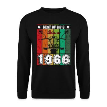 Best Of 60's Geboren 1966 Klassisches Motorrad - Unisex Pullover - Schwarz - Vorne - Alina (178cm) & Michal (187cm)