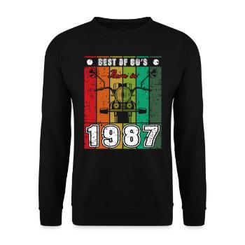 Best Of 80's Geboren 1987 Klassisches Motorrad - Unisex Pullover - Schwarz - Vorne - Alina (178cm) & Michal (187cm)