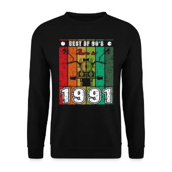 Best Of 90's Born 1991 Classic Motorcycle - Unisex Sweatshirt - black - Front - Alina (178cm) & Michal (187cm)