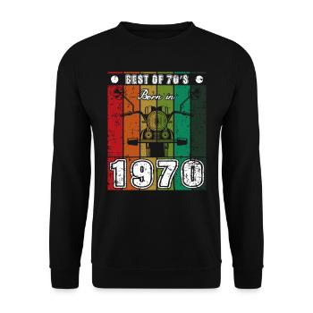 Best Of 70's Geboren 1970 Klassisches Motorrad - Unisex Pullover - Schwarz - Vorne - Alina (178cm) & Michal (187cm)