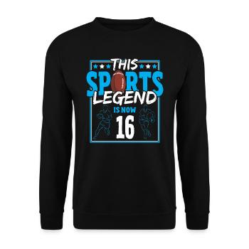 Cette légende du sport a maintenant 16 ans, le rugby à XV 16. - Sweat-shirt Unisexe - noir - Devant - Alina (178cm) & Michal (187cm)
