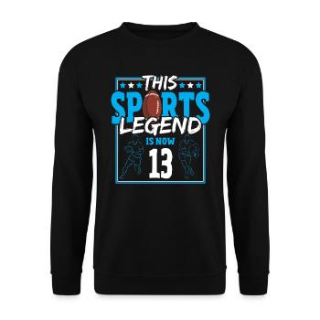 Cette légende du sport a maintenant 13 ans, le rugby à XV 13. - Sweat-shirt Unisexe - noir - Devant - Alina (178cm) & Michal (187cm)