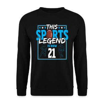 Cette légende du sport a maintenant 21 ans, le rugby à XV 21. - Sweat-shirt Unisexe - noir - Devant - Alina (178cm) & Michal (187cm)