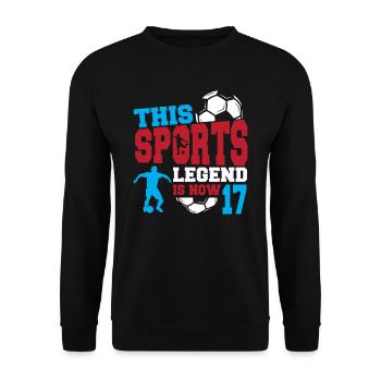 Diese Sportlegende Ist Jetzt 17, Fußballspiel 17. - Unisex Pullover - Schwarz - Vorne - Alina (178cm) & Michal (187cm)