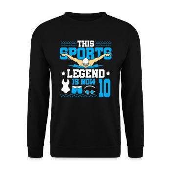 Cette légende du sport a maintenant 10 ans et nage vers - Sweat-shirt Unisexe - noir - Devant - Alina (178cm) & Michal (187cm)