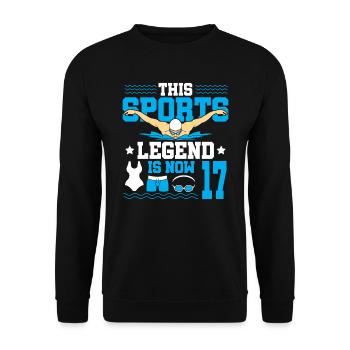 Diese Sportlegende Ist Jetzt 17 Und Schwimmt Zum - Unisex Pullover - Schwarz - Vorne - Alina (178cm) & Michal (187cm)
